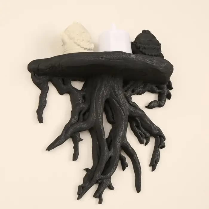 Étagère murale en forme de racine d'arbre de style gothique pour rangement et décoration