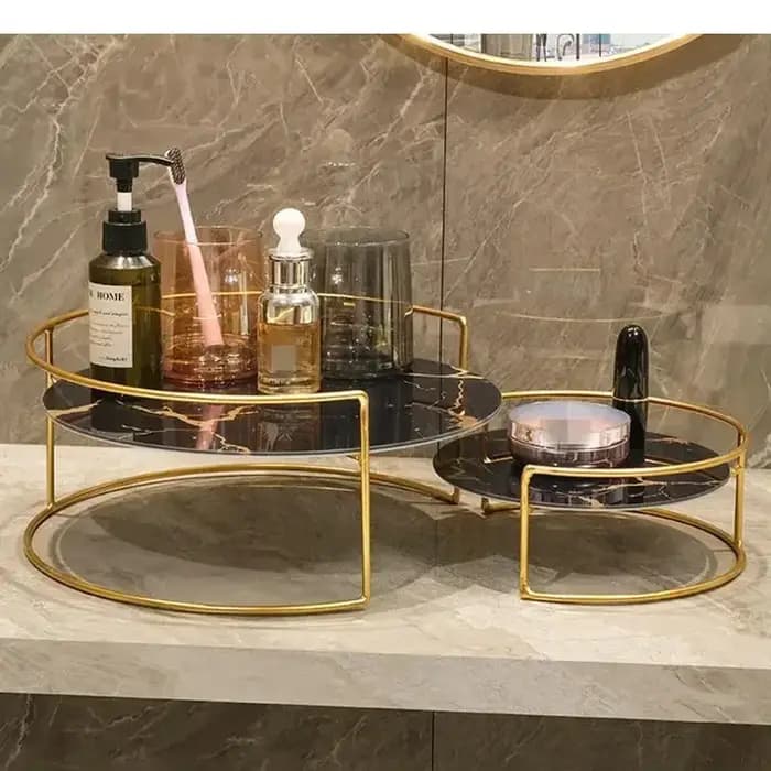 Ensemble de rangement décoratif en verre marbré en métal