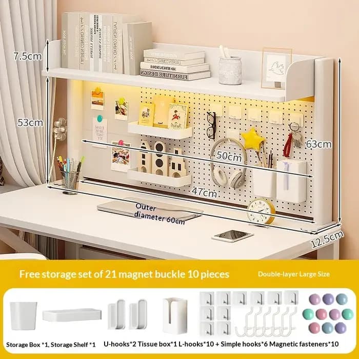 Étagère de rangement de bureau avec panneau perforé