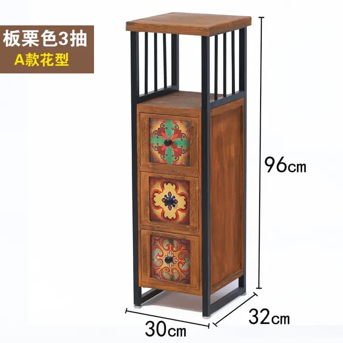 Armoire de rangement américaine Vintage à poitrine étroite en bois massif