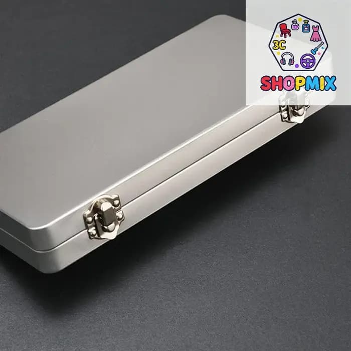 Boîte rectangulaire en métal gris argenté durable avec couvercle - Idéale pour ranger les factures