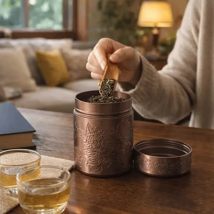 Boîte à thé portable mini épaissie en aluminium
