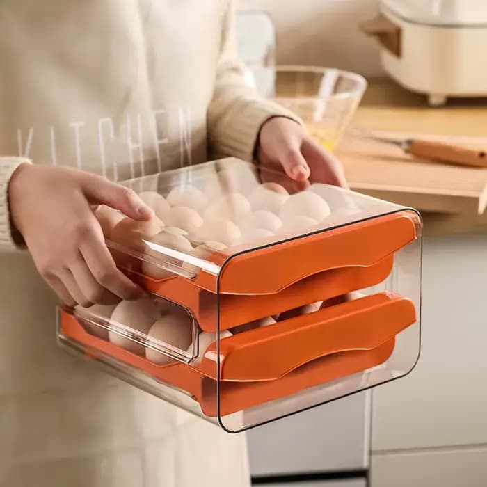 Boîte de rangement à défilement automatique T1, panier à œufs, conteneur pour réfrigérateur, distrib