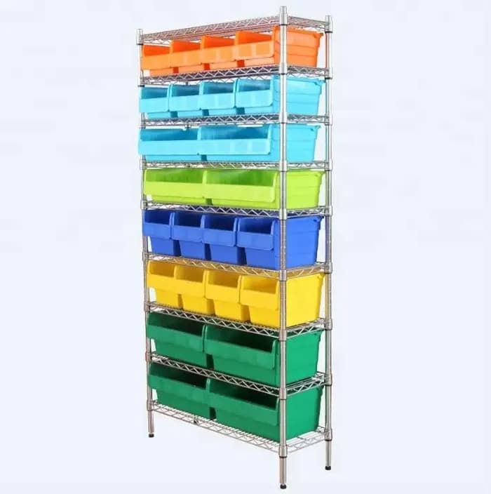 Étagère en acier, 860 x 600 x 1800 mm, étagère de rangement en fil métallique chromé, étagère à bacs, étagère de sol robuste