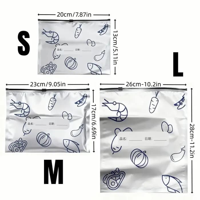 Sacs de rangement en papier d'aluminium, 10/60 pièces, organisateurs scellés pour congélateur, emballage alimentaire, garde-manger réutilisable, sac anti-odeur, essentiel de cuisine