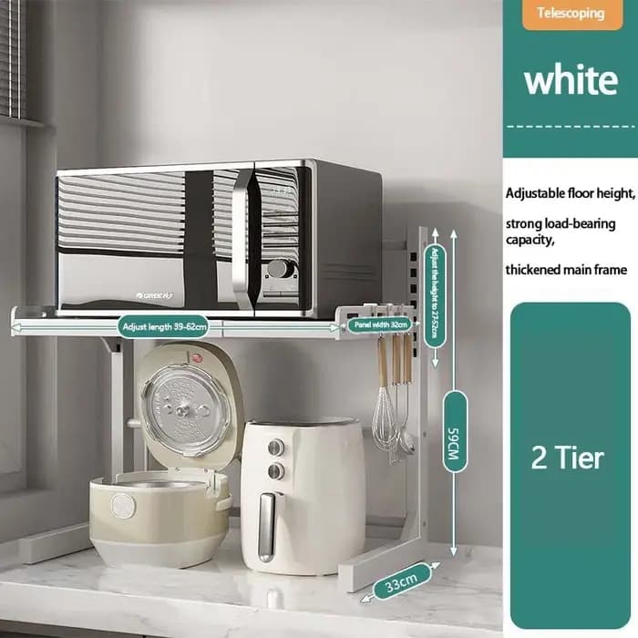 Étagère de rangement de cuisine à 2/3 niveaux, extensible pour micro-ondes, sur étagère pour Machine