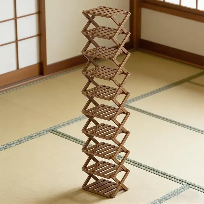 Organisateur de rangement pour chaussures à 10 niveaux en bois pliable