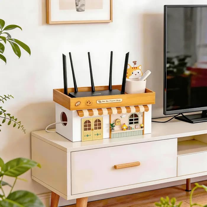 Boîte de rangement pour câbles en bois double couche