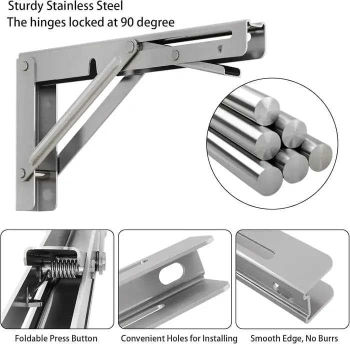 2 pièces support pliant pour étagère Table bureau robuste flottant Triangle
