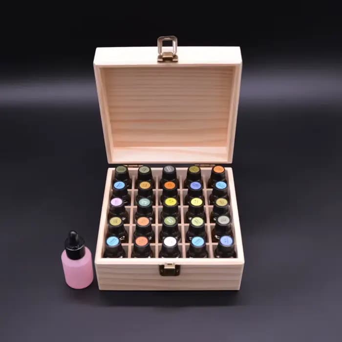 Boîte de rangement en bois pour huiles essentielles