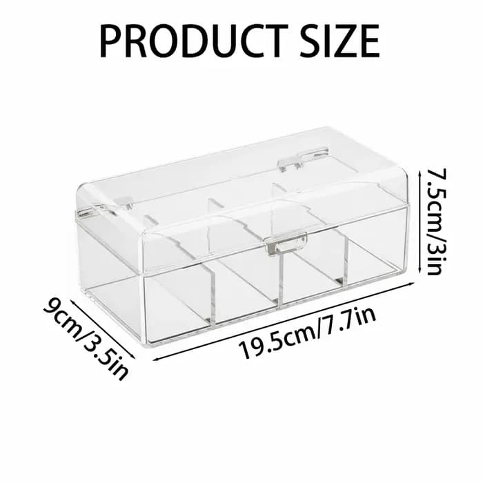 Boîte de rangement à 4 compartiments avec couvercle, boîte de rangement pour sachets de thé, organis