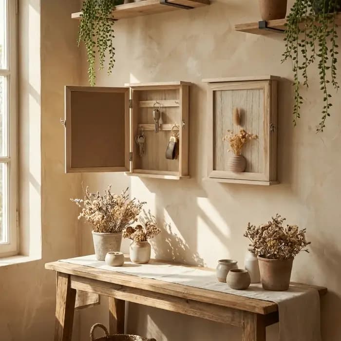 Boîte de rangement murale créative en bois pour clés