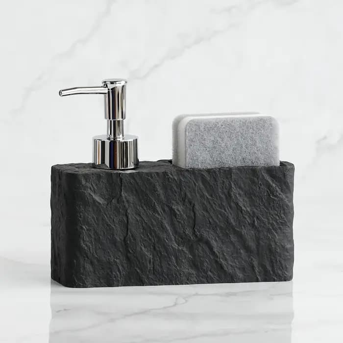 Distributeur de savon avec éponge pour évier de cuisine et salle de bain, distributeur de savon liqu