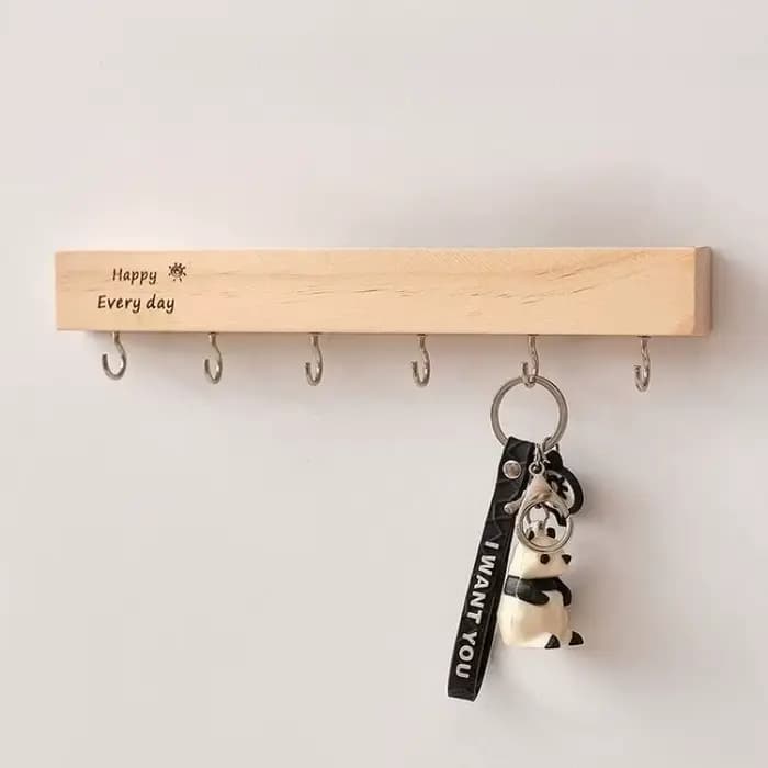 Stockage de clés mural pour entrée-support à crochets percés en bois massif
