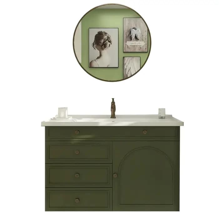 Armoire de salle de bain verte naturelle