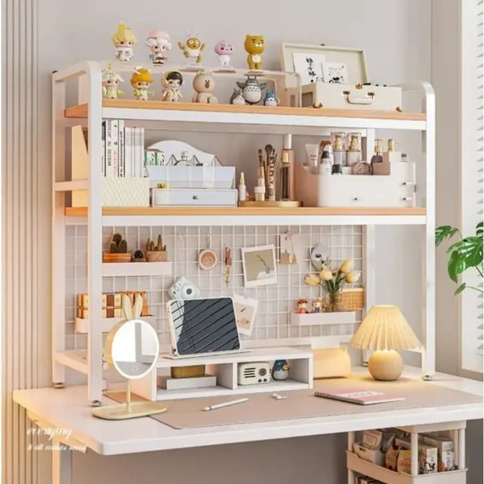 Étagère de bureau en grille, étagère de rangement pour ordinateur, étagère à fleurs, étagère de table en fer forgé