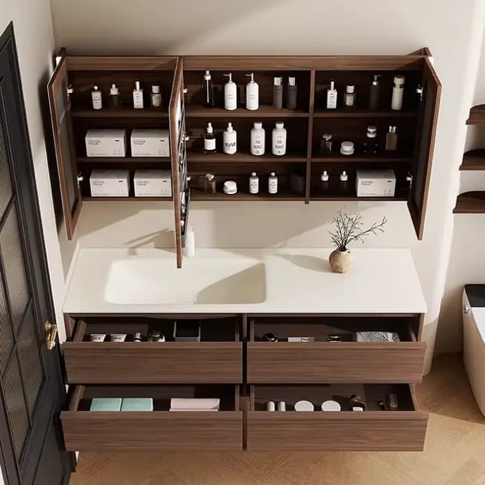 Armoire de salle de bain de luxe en bois