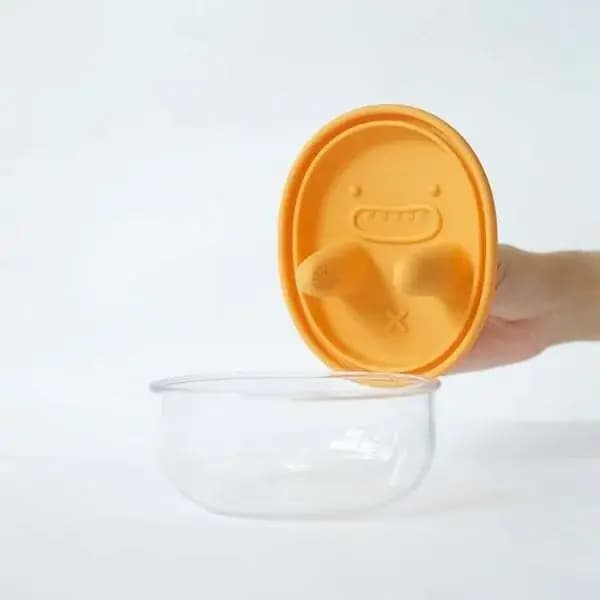Boîte à collation mains libres, sans miettes, boîte de rangement pour collations, boîte à biscuits de dessin animé, boîte hermétique en silicone de qualité alimentaire résistante à l'humidité