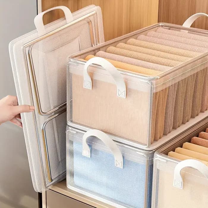 1 boîte de rangement transparente en PVC avec cadre en acier solide
