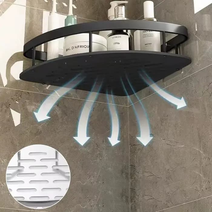 Salle de bains Rangement Rack Pas de Forage Étagères Mural Coin Étagère Douche Titulaire Pour WC Shampooing Organisateur