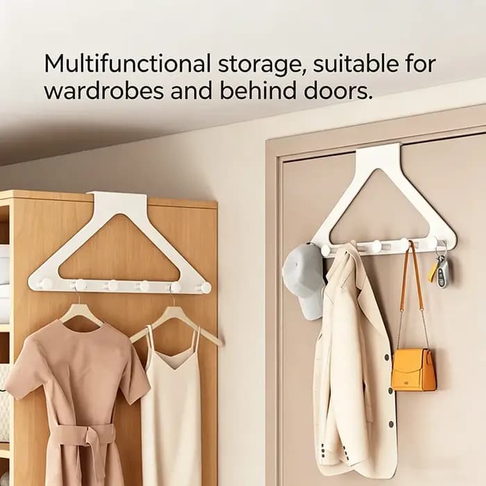 Porte-manteau d'angle triangulaire à suspendre sur la porte pour armoire