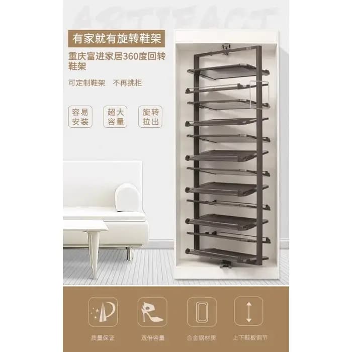 Armoire de rangement de chaussures rotative à 360 degrés