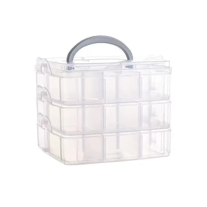 Boîte de rangement en plastique à 3 niveaux