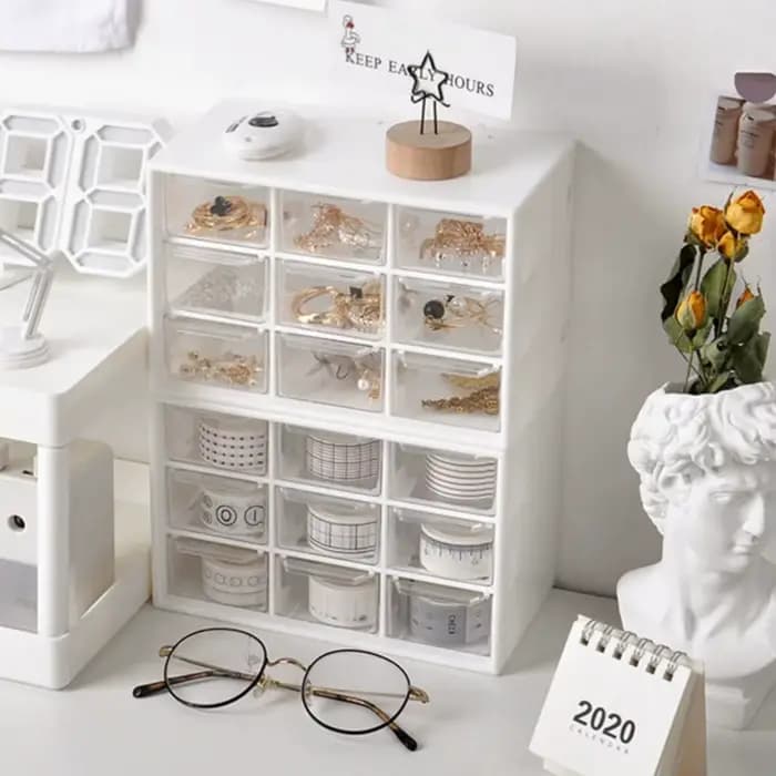 Boîte de rangement, tiroir transparent pour petites pièces