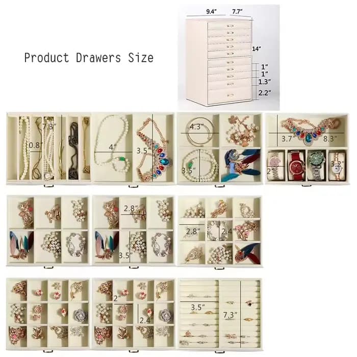 Grande boîte de rangement pour bijoux pour femmes