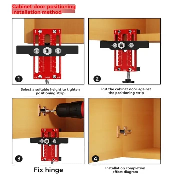 Gabarit de positionnement de charnières de porte de meuble amélioré