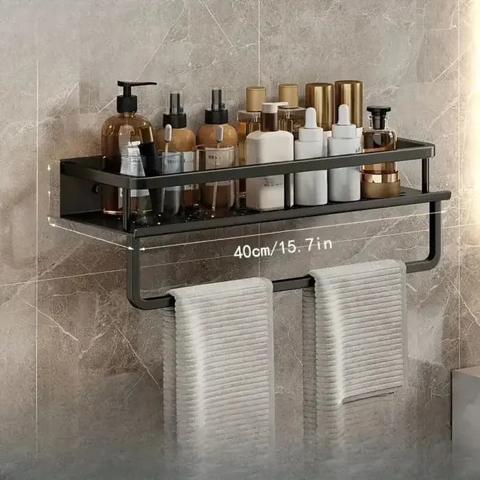 Support de rangement noir pour salle de bain et douche