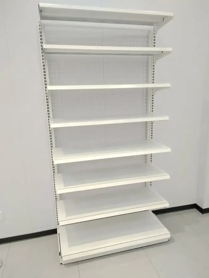 Étagère métallique à fils, simple face, 8 niveaux, hauteur 2000 mm, en acier laminé à froid, présentoir de supermarché en treillis, étagère de vente au détail en époxy blanc