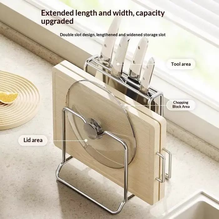 Organisateur de couteaux de cuisine avec fente pour planche à découper