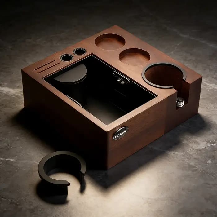 IKAPE V2 Boîte à café, organiseur intégré d'outils à expresso pour le rangement des accessoires de barista
