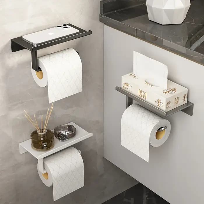 Porte-papier hygiénique support de rangement cuisine serviette Placement des bouteilles d'assaisonnement salle de bain mur rouleau de papier téléphone stockage