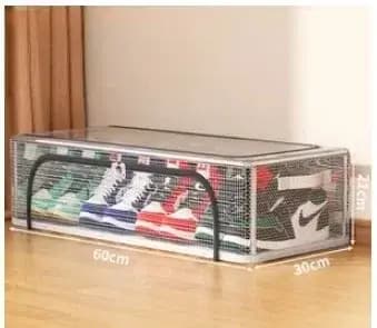Boîte de rangement à chaussures pliable et hermétique avec porte transparente visible