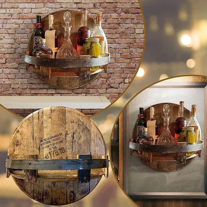 Étagère de baril de whisky vintage en bois créatif fabriqué à la main présentoir de bouteille d'alcool étagères à vin