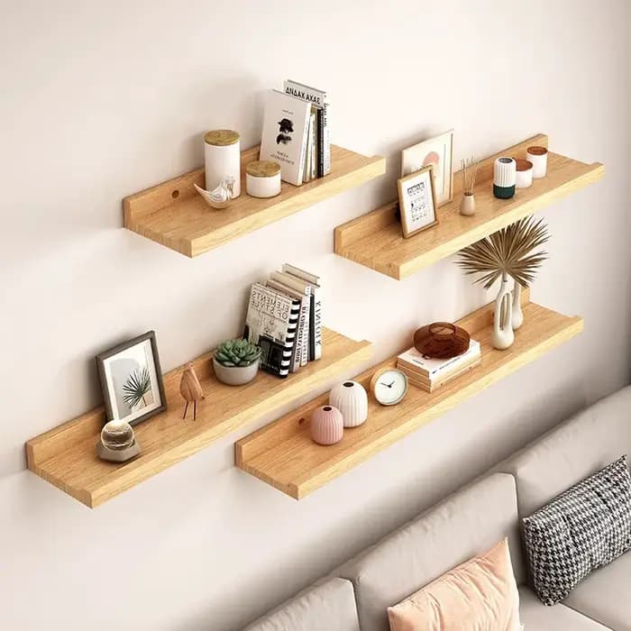 Étagères flottantes en bois pour chambre à coucher, salon, salle de bains, cuisine, décoration de maison, support de rangement mural pour Photos et livres, présentoir