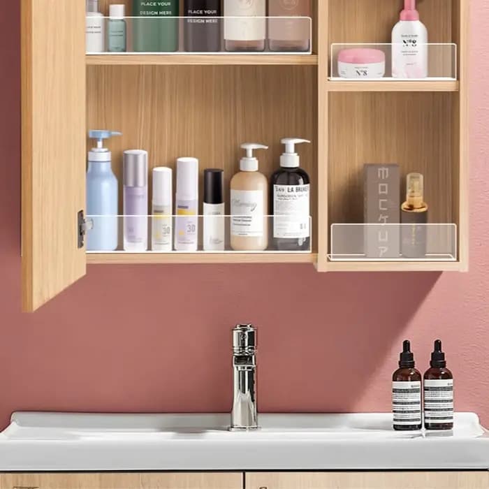 Déflecteur d'armoire à miroir de salle de bain en forme de L en acrylique