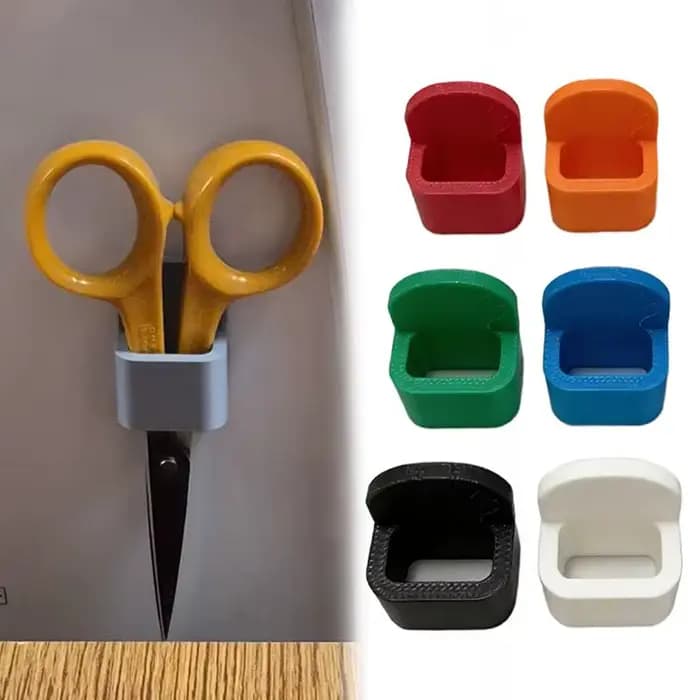 Boîte de rangement pour ciseaux de couture avec adhésif