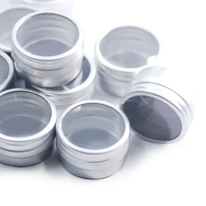 Récipient rond en métal avec fenêtre transparente, boîtes à vis, bocaux en aluminium, petite boîte de rangement, facile à transporter, 10 pièces