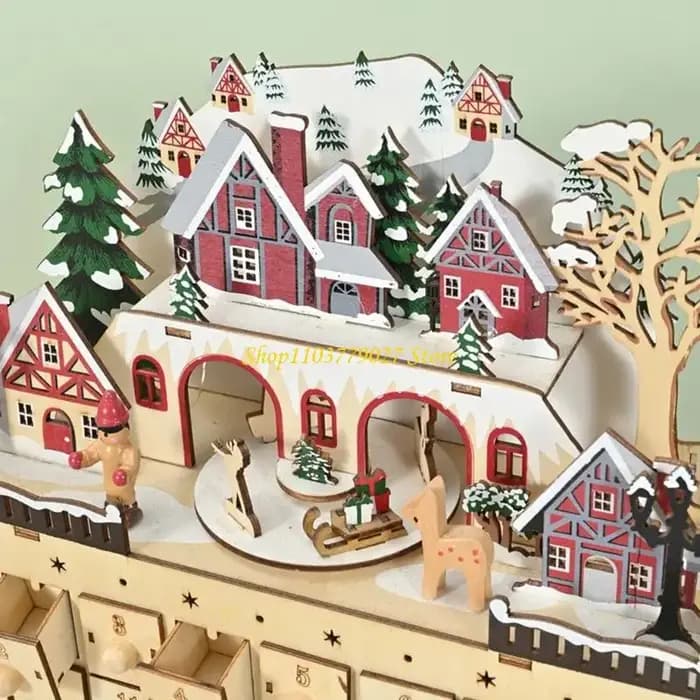 C4DF – armoire calendrier compte à rebours noël en bois