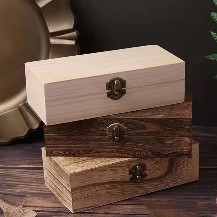 Boîte de rangement rectangulaire en bois Durable 20x10x6 Cm