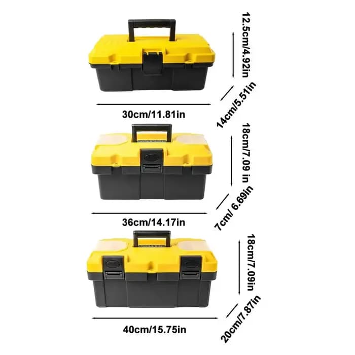 Boîte à outils organisatrice en plastique robuste, portable, avec plateau, pour la réparation automobile, l'électricité, le garage, coffre à outils.
