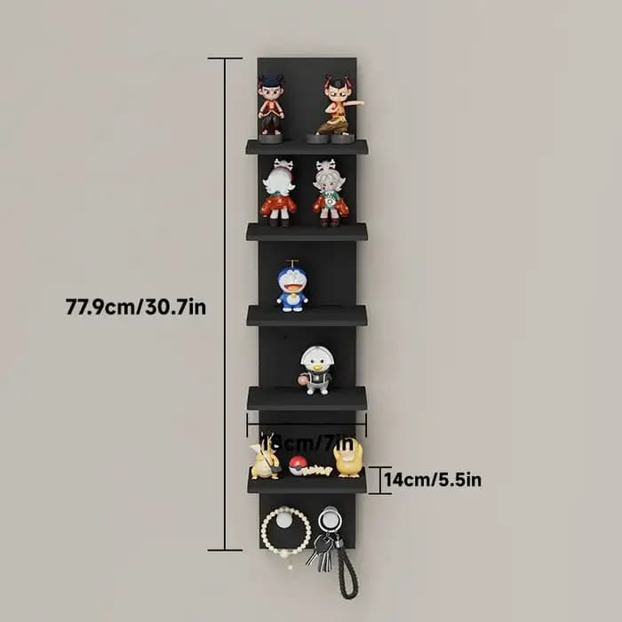 Étagère de présentation verticale à 5 niveaux pour figurines d'anime avec crochets pour bureau et mur
