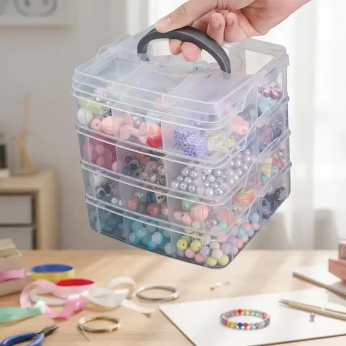Boîte de rangement en plastique transparente