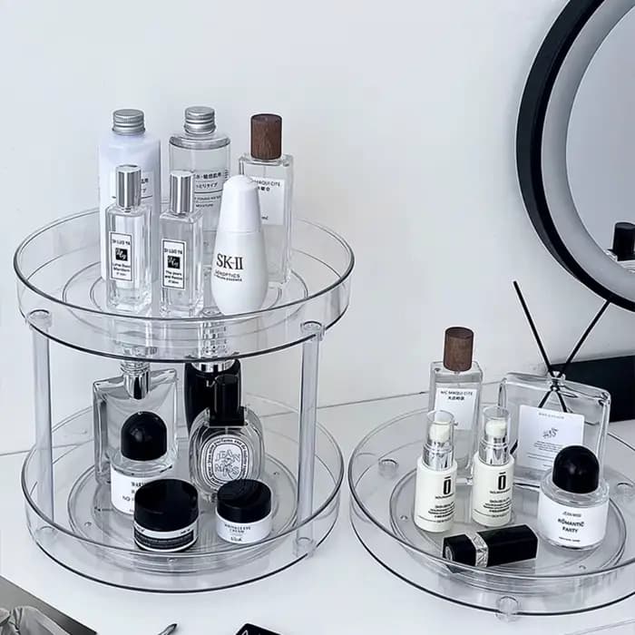 360 ° Support à cosmétiques rotatif de bureau, étagère de salle de bain, grande capacité, parfum, aromathérapie, soins de la peau, organisateur de stockage de produits