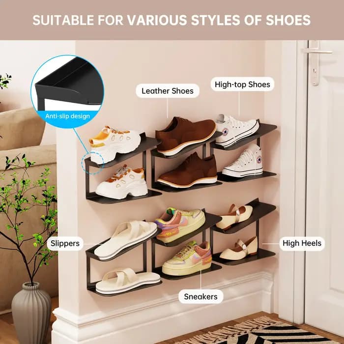 2 pièces/3 pièces/4 pièces noir étagère à chaussures murale porte-chaussures flottant tenture