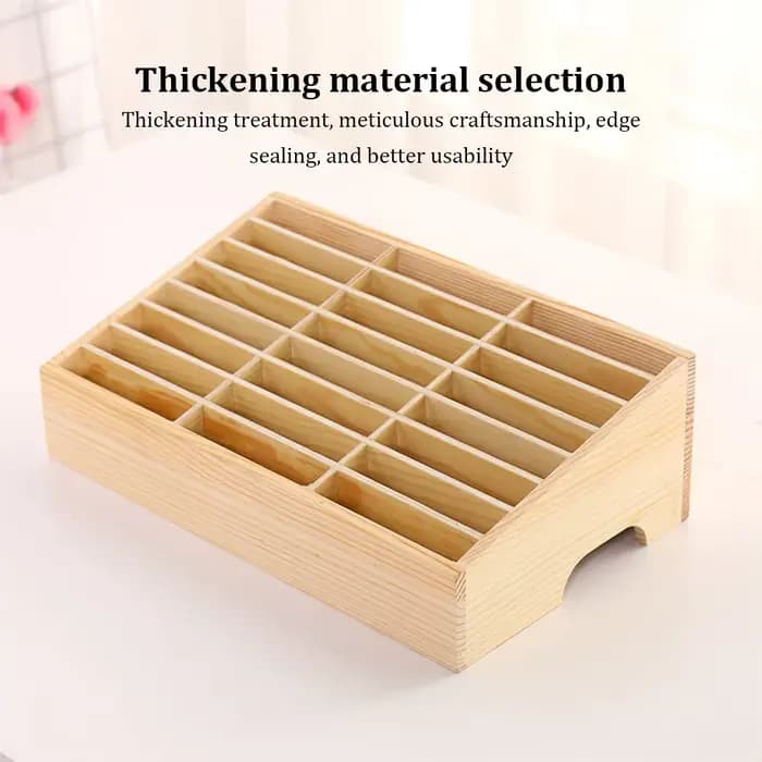 Boîte de rangement en bois multi-grille pour téléphone portable