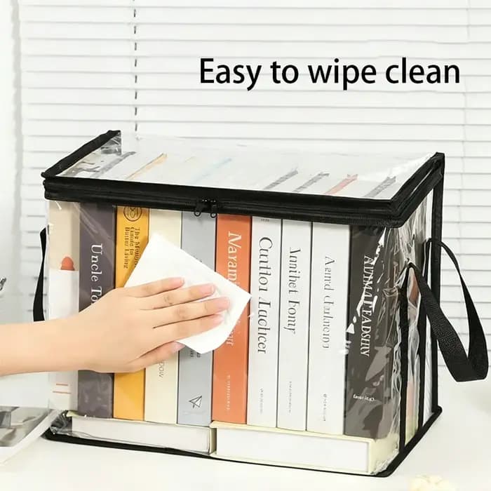 Lot de 4 boîtes de rangement transparentes en PVC avec fermeture éclair